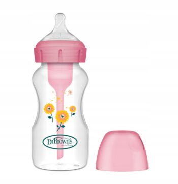 DR BROWN'S BUTELKA OPTIONS + SZEROKA ANTYKOLKOWA 270ML RÓŻOWA SŁONECZNIKI