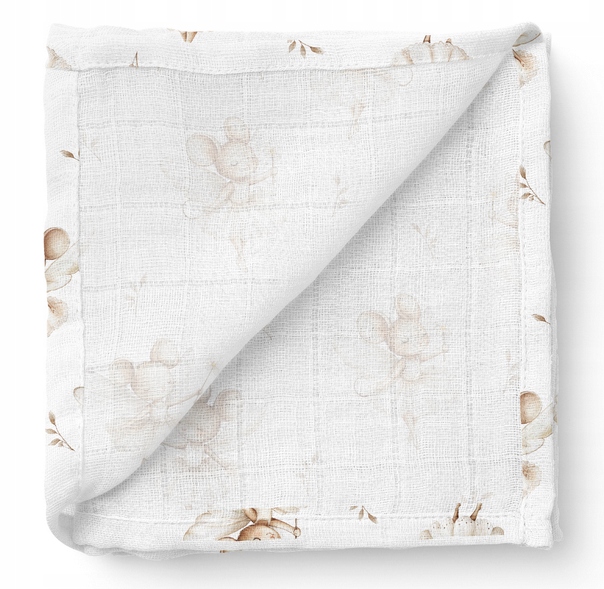 BOCIOLAND PIELUSZKA BAMBUSOWA CHUSTECZKA ULEWAJKA 40x40 CM MYSZKI