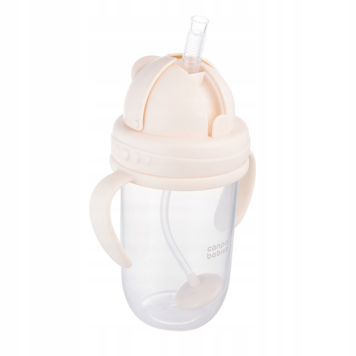 CANPOL KUBEK NIEKAPEK Z RURKĄ I ODWAŻNIKIEM 270ML KREMOWY