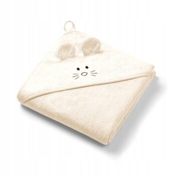 BABYONO OKRYCIE KĄPIELOWE RĘCZNIK Z KAPTURKIEM BAMBUS 100X100CM KREMOWY