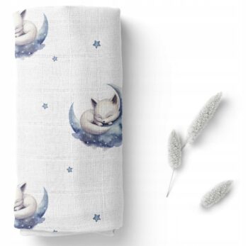 BOCIOLAND PIELUSZKA BAMBUSOWA CHUSTECZKA ULEWAJKA 40x40 CM ŚPIĄCE LISKI