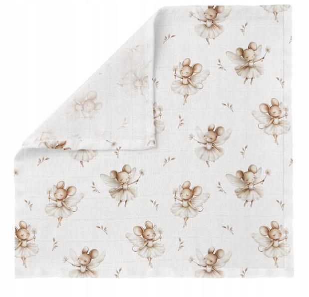 BOCIOLAND PIELUSZKA BAMBUSOWA CHUSTECZKA ULEWAJKA 40x40 CM MYSZKI