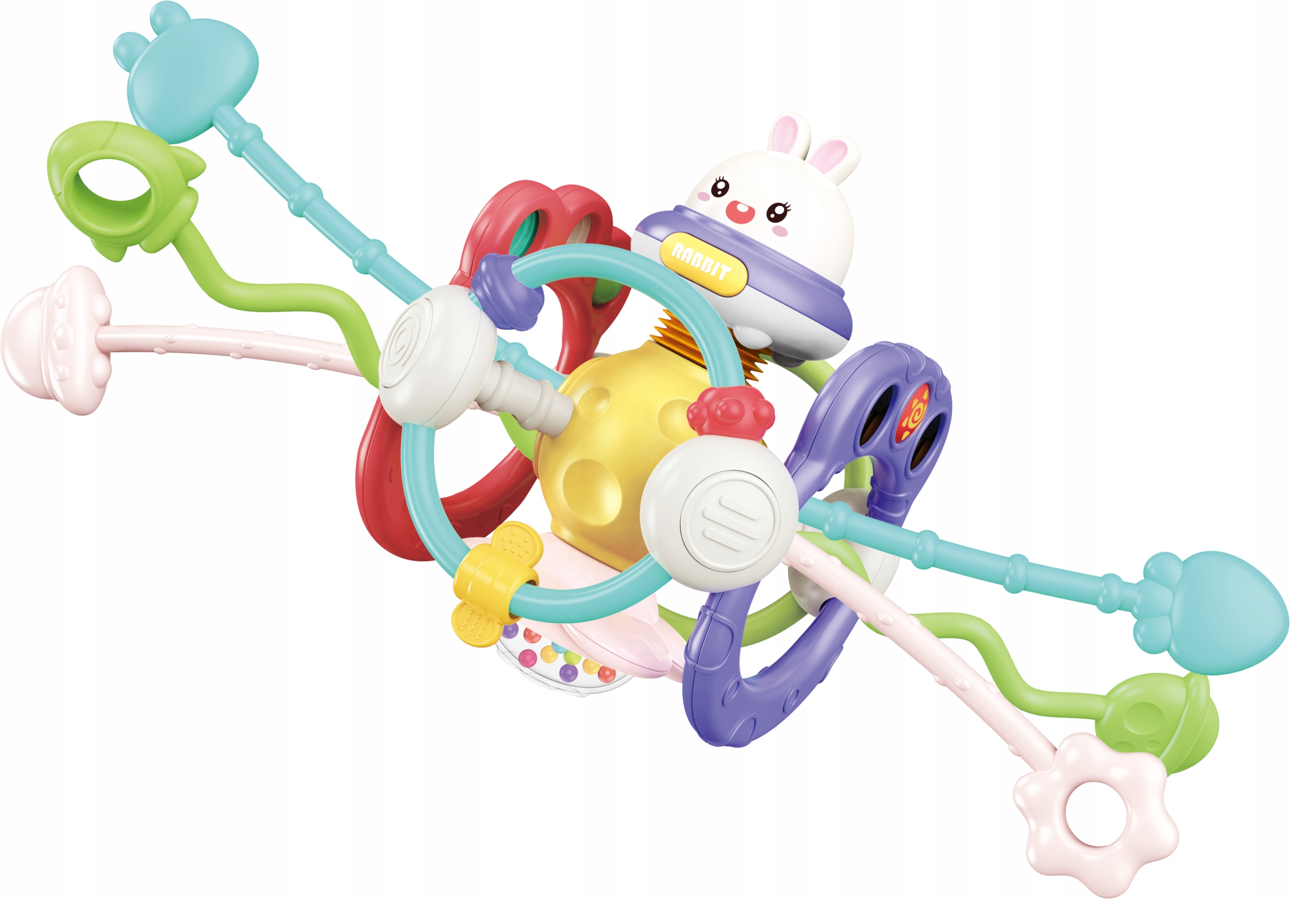 TULIFUN ZABAWKA SENSORYCZNA KRÓLICZEK KOLOROWE LINKI 12M+