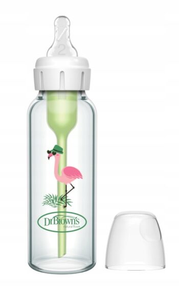 DR BROWN'S BUTELKA SZKLANA 250ML WĄSKA OPTIONS+ DEKOR FLAMING SMOCZEK 3m+
