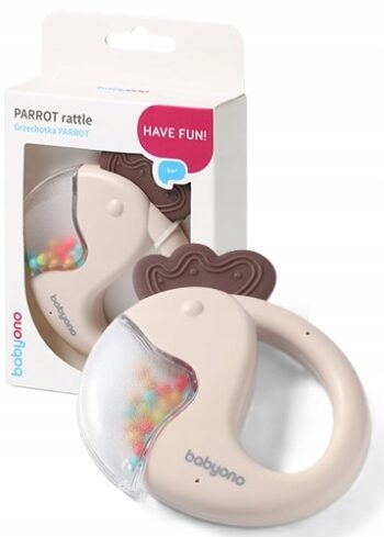 BABYONO GRZECHOTKA ERGONOMICZNA PARROT 3M+