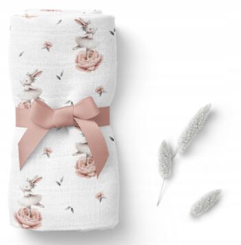 BOCIOLAND PIELUSZKA BAMBUSOWA OTULACZ KOCYK 110X110 CM KRÓLICZKI