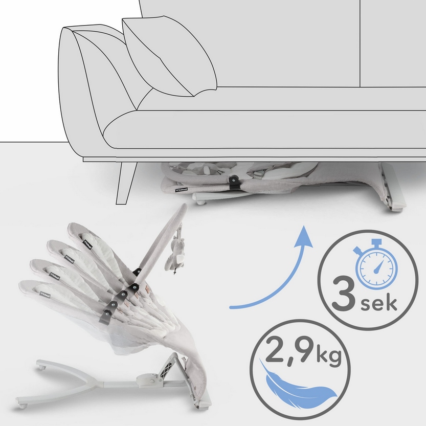 KIDWELL LEŻACZEK BUJACZEK RUBI SZARO-BIAŁY ERGONOMICZNY SKŁADANY