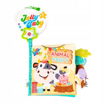 JOLLY BABY KSIĄŻKA KSIĄŻECZKA SENSORYCZNA ZWIERZAKI NA URODZINACH 0M+