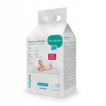 BABYONO PODKŁADY HIGIENICZNE DO PRZEWIJANIA 40x60 20 + 2 GRATIS