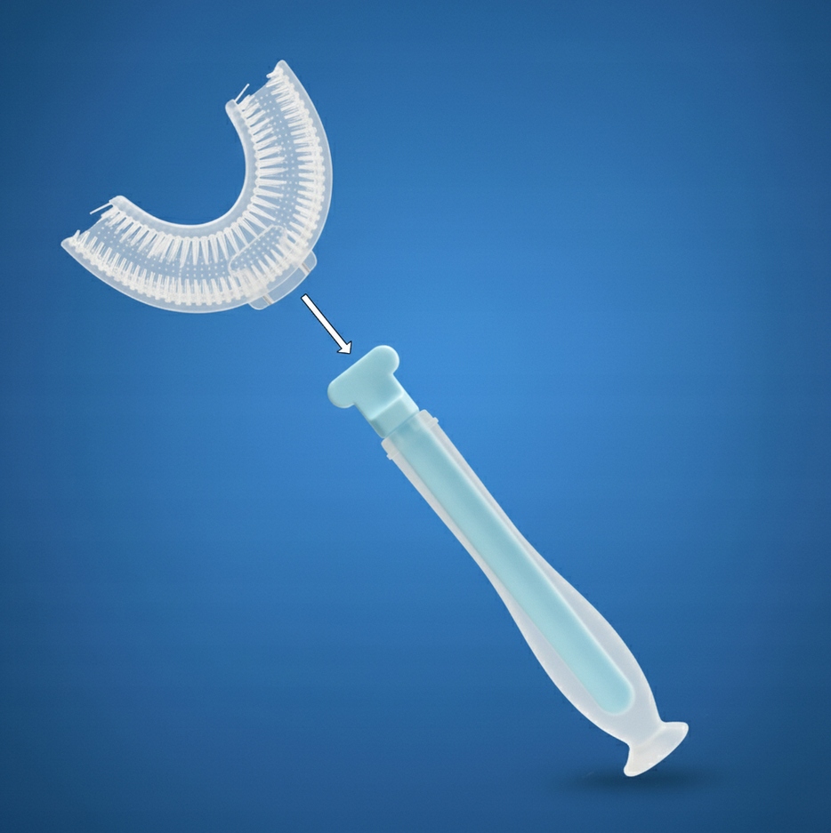 BOCIOLAND SZCZOTECZKA SILIKONOWA W KSZTAŁCIE U DLA DZIECI NIEBIESKA