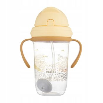 CANPOL KUBEK NIEKAPEK Z RURKĄ I ODWAŻNIKIEM 270ML MOUNTAINS ŻÓŁTY