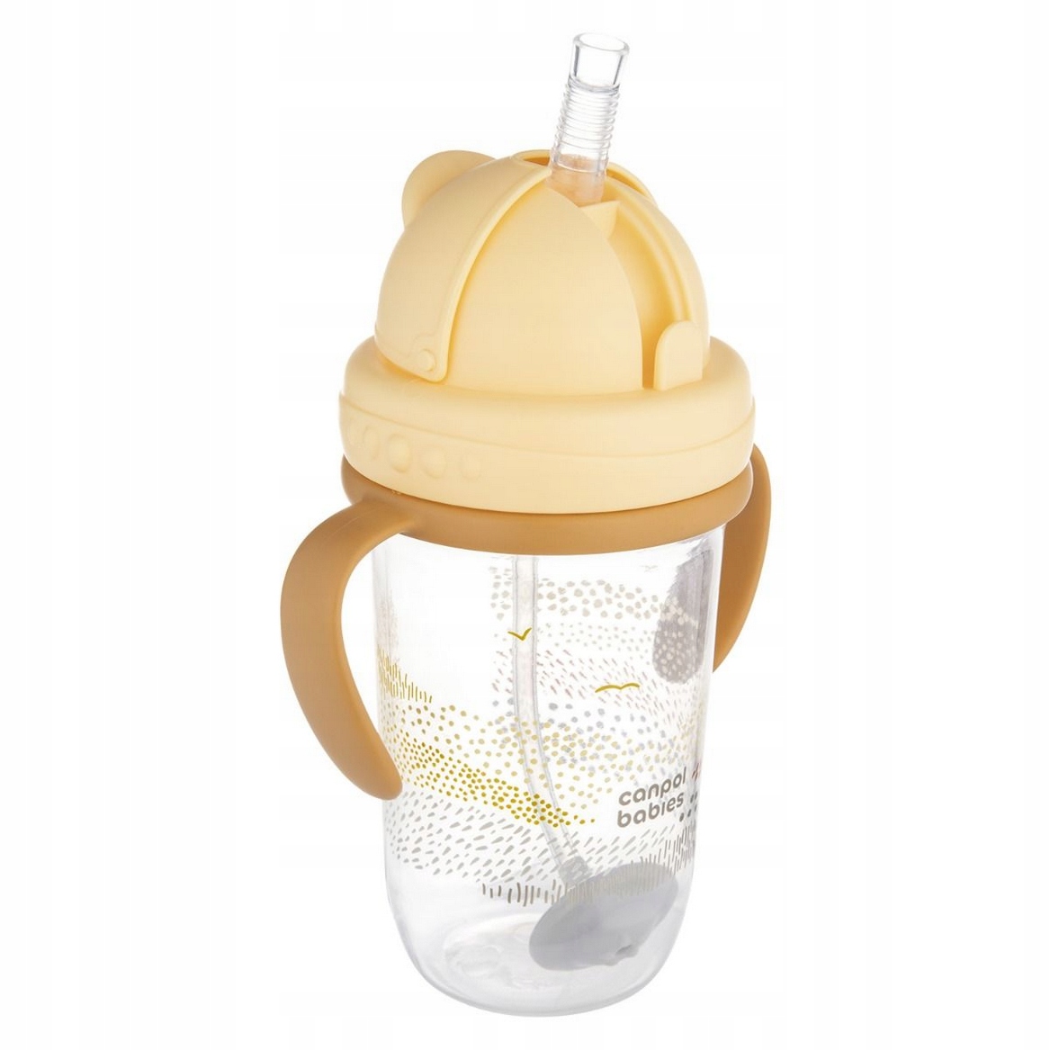 CANPOL KUBEK NIEKAPEK Z RURKĄ I ODWAŻNIKIEM 270ML MOUNTAINS ŻÓŁTY